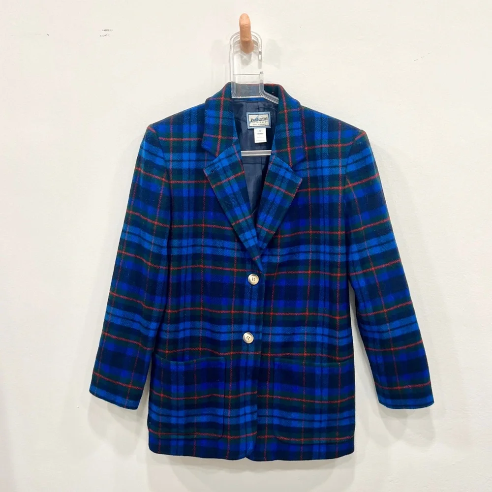 Pendleton Blue Plaid 100% Wool Jacket/Blazer - Picture 1 of 5